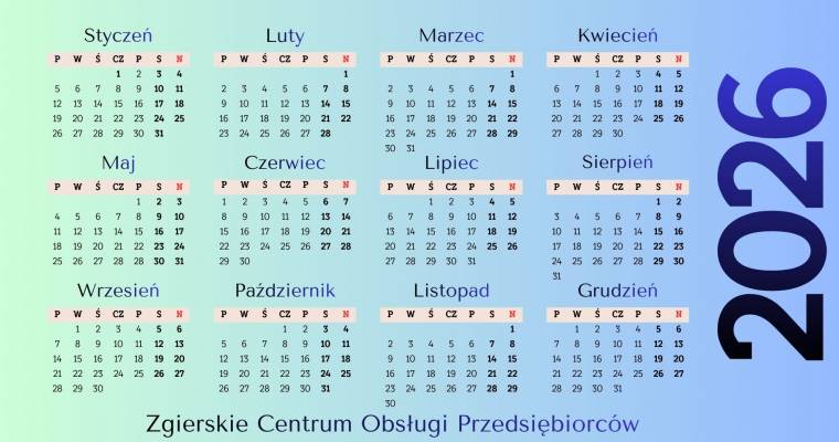 KALENDARZ PRZEDSIĘBIORCY - LIPIEC 2026 r.