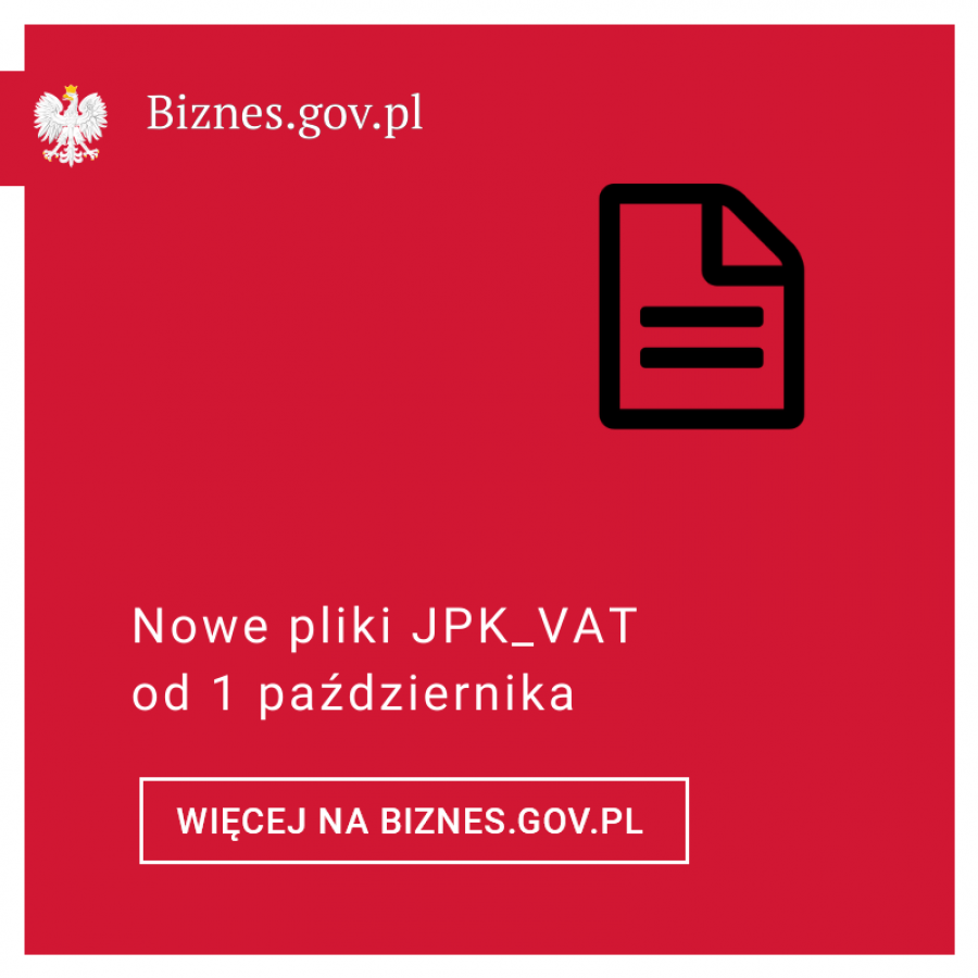 Aktualność Od 1 października nowe pliki JPK_VAT.