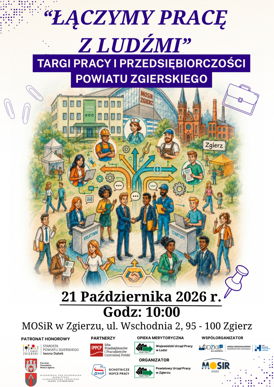 Aktualność Zaproszenie na XI Targi Pracy i Przedsiębiorczości Powiatu Zgierskiego oraz Strefę „Łódzkie Inspiruje Biznes”