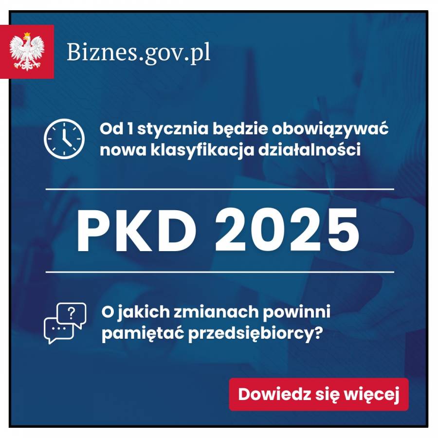 Aktualność Nowa klasyfikacja działalności gospodarczej.